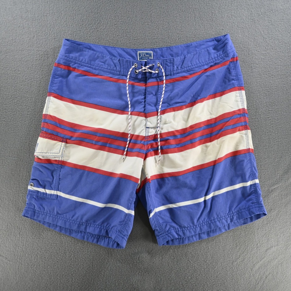 J.Crew Mens Striped Board‎ Shorts 35 Blue Red White